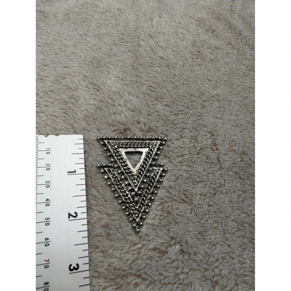 Vintage Silver Tone Arrowhead Bolo Tie Black Braided Cord Geometric Slide